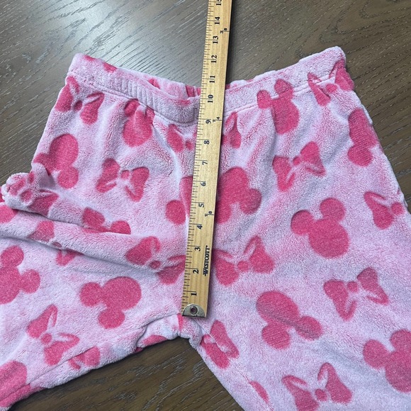 Disney Pajama Pants Womens Small Pink Fleece Jogger Pull On Mickey Ears - Picture 10 of 12